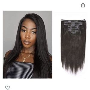 Lacerhair Light Yaki Clip in Human Hair Extensions 14 in 1B